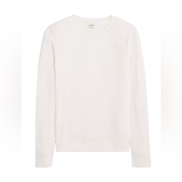 J.Crew Factory The Teddie Long Sleeve Cotton Sweater in White - Picture 1 of 7